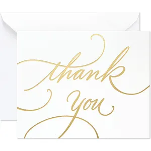 Hot Sale Thank You Greeting Card Wedding Thanksgiving Gold Foil Thank You Cards with Envelopes for Small Business