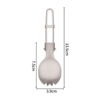 Cuillère-fourchette tactique EDC pliable universelle en titane à long manche avec logo personnalisé pour le voyage, le camping et la randonnée