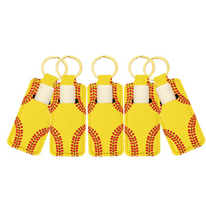 Bolsa de Maquillaje de Neopreno Impermeable y Resistente a los Golpes, con Forma de Concha, Color Amarillo para el Día del Partido, con Costuras Rojas, para Viajes, Cosméticos, Béisbol - Product Image 5