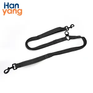 Hanyang Pet Supplier Premium Double Hook Pet Leash Customized Color High Stretch Dog Leash with Reflective Line