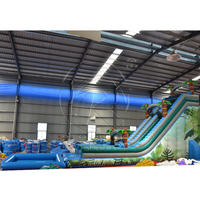 Toboggan aquatique gonflable géant en PVC pour adultes, en forme de palmier, de 7 mètres de haut, avec piscine amovible pour les fêtes d'été