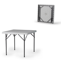 Table carrée pliante en PEHD au meilleur prix pour salle à manger intérieure et extérieure, banquet de mariage