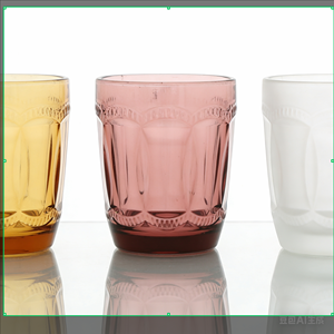 Bicchiere in vetro colorato goffrato di nuovo design 2026, all'ingrosso, stile vintage per casa e catering, classico retrò, per acqua - Product Image 3