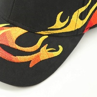 Gorra de Béisbol Personalizada con Bordado de Llamas, Diseño de 6 Paneles Estructurados, Ajustable, Deportiva, Urbana, Unisex, para Deportes al Aire Libre y Running