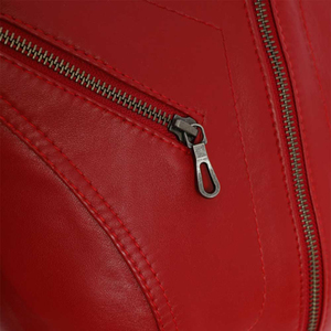 Nouvelle Veste en Cuir Rouge pour Femme 2026, Faite à la Main, Classique, en Véritable Peau de Mouton, Chaude et Douce - Product Image 3