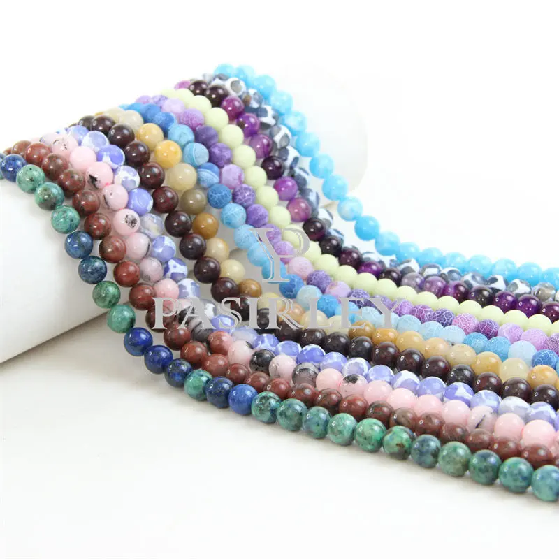 Wholesale Natural Gemstone Round Stone Beads Smooth Real Precious for jewelry making