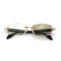 Lunettes de soleil photochromiques Y2K sans monture, en métal, légères, artisanales, tendance rétro, luxe, verres transparents en PC