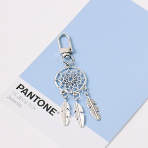 Portachiavi in metallo personalizzato stile <span class=keywords><strong>etnico</strong></span> intrecciato acchiappasogni foglia di piume Charm portachiavi per auto accessori pendenti in metallo - Product Image 6