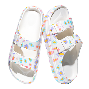 Sandales décontractées légères en EVA pour femme, à enfiler, à bout ouvert, motif floral, avec double bride réglable - Product Image 4