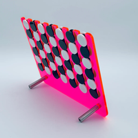 Jeu de 4 en ligne en acrylique Lucite, poli, de luxe, moderne, personnalisable, pré-assemblé, avec présentoir de stratégie Connect 4