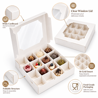 Boîte de rangement pour desserts personnalisée à 16 compartiments avec fenêtre transparente, adaptée aux bonbons, au chocolat, aux biscuits, avec doublure