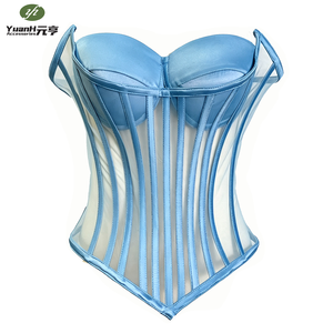 En gros, en stock : <span class=keywords><strong>Corset</strong></span> bustier tube transparent en résille pour femme, avec décolleté cœur, dos en satin, laçage à la taille et effet sculptant - Product Image 2