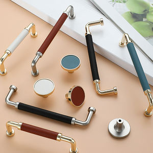 Oukkali gagang kabinet kulit mewah 128mm furnitur lemari buatan tangan lemari menarik pegangan perangkat keras seng dapur - Product Image 3
