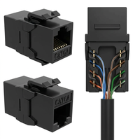 Conector Keystone Cat6 Profesional Negro, Módulo de Red RJ45 sin Herramientas, Placa de Pared con Código de Color para PC, Panel de Conexión sin Soldadura