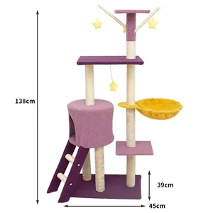 Fácil Montar Durável Multi-Nível De Madeira Sisal Scratcher Post Cat Escalada Frame House Condomínio Hammock Grande Árvore Do Gato