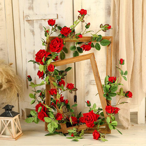 Guirlandes de roses artificielles Green Field 100cm-200cm, fleurs en soie plastique, décorations pour mariage et maison - Product Image 3