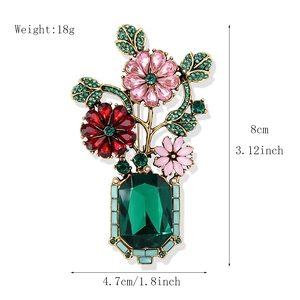 Broche <span class=keywords><strong>de</strong></span> aleación con diseño <span class=keywords><strong>de</strong></span> jarrón y flor, estilo retro barroco europeo-americano, con pedrería, para mujer, accesorio <span class=keywords><strong>de</strong></span> ropa que realza <span class=keywords><strong>el</strong></span> temperamento - Product Image 4