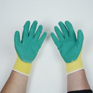 قفازات للعمل مطلية باللون الأصفر مطلية بطبقة مزدوجة من اللاتكس الناعم قفازات قطنية مطاطية مطاطية قفازات لسلامة العمل - Product Image 6