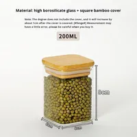 Pot en verre soufflé à la main moderne, couvercle en bambou carré, récipient de stockage alimentaire de cuisine, multifonction, conservation de la fraîcheur
