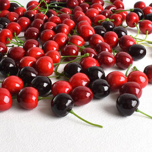 Fruits <span class=keywords><strong>d</strong></span>écoratifs en cerises artificielles de 2 cm, mini cerises en mousse, aspect réaliste, cerises rouges - Product Image 4