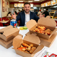 Boîtes d'emballage personnalisées en papier rigide gaufré biodégradable pour plats à emporter, corndogs, poulet frit, frites, hot-dogs, restauration rapide