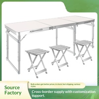 Table pliante portable en aluminium de 1,8 m de long pour camping, marché, stand de vente, pique-nique et repas en extérieur