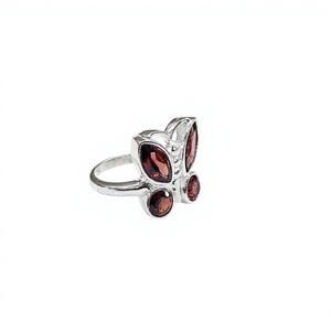 Elegant 925 Sterling <b>Silver</b> Butterfly <b>Ring</b> with Marquise and Round Red Gemstone for Women Fine Jewelry Wholesale Manufacturer - Product Image 3