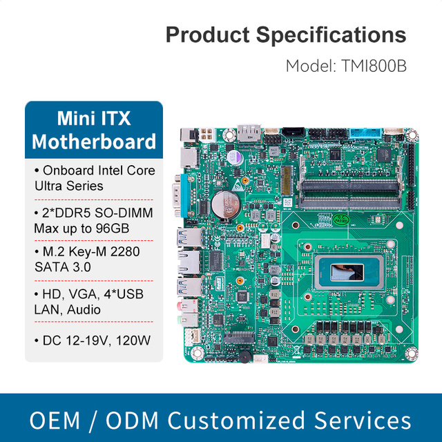 AIO Computer Motherboard Intel Core Ultra 5 125H 225H Ultra 7 155H 255H 1LAN 2*DDR5 23.8 Inch All in One Panel PC Mini ITX Board