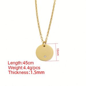 Personalized Circle Coin Blank 18K Gold Initial Plated Tags With Diamond <b>Silver</b> Mini Disc Charm <b>Choker</b> Necklace Stainless Steel - Product Image 3