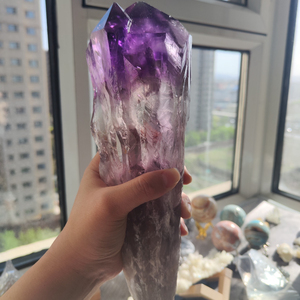 แท่งคริสตัลอเมทิสต์ธรรมชาติสำหรับตกแต่ง ทำมือ ใช้เป็นที่จับประตู หินบำบัด หินควอตซ์ สำหรับงาน DIY วิคคา รีกิ ขายส่ง - Product Image 3
