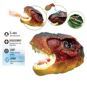 رأس ديناصور لعبة محمولة بخاخ مع اشعة وموسيقى لعبة تظاهر بالعب رأس ديناصور بلاستيكية