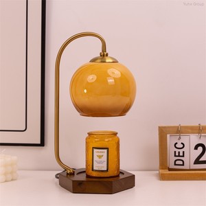 Lampe chauffe-bougie rétro à hauteur réglable avec minuterie et variateur d'intensité, base métallique, verre mosaïque, pour la décoration intérieure, simple, AC - Product Image 2
