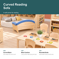 Canapé de lecture incurvé en bois pour la maternelle et ensemble de coussins – Mobilier Montessori pour enfants, idéal pour la garderie, la crèche et la salle de classe