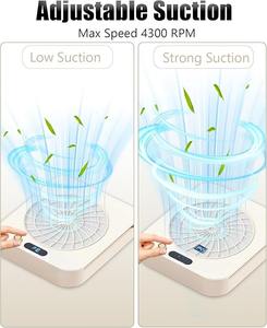 Aspirateur de poussière à ongles à faible bruit 4300 tr/min, ventilateur d'aspiration réglable à 45 vitesses, extracteur de poussière avec filtre réutilisable et écran LED - Product Image 3