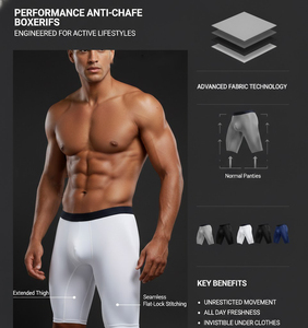 Hygieia Wholesale Private Label <strong>Men's</strong> Long Leg Underwear Anti-Friction Micro Modal Boxer <strong>Briefs</strong> for <strong>Men</strong> - Product Image 3
