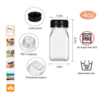4oz 120ml mini bouteille de jus en plastique carrée transparente vide bouteilles transparentes réutilisables pour jus de fruits smoothies boisson réfrigérateur