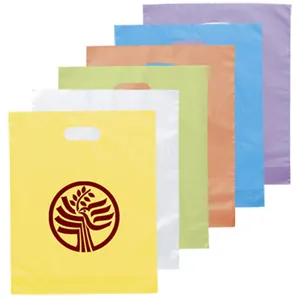 Wholesale logo printing takeaway die cut handle LDPE plastic thank you shopping carry bag for clothing food gift