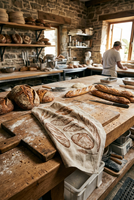 Serviettes de cuisine 100% coton, motif de découpe de pain au levain, guide d'art de la découpe, pour boulangerie et cuisine, 40x60cm