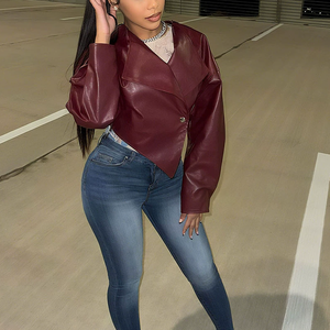 Damen Casual PU-Leder Langarm Herbstmantel - Product Image 3