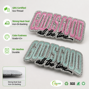 High-Density Precision Stitching Letter Full Embroidery love patches Glitter Full Silver Edge for Hoodies Bags pettichat - Product Image 3