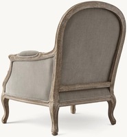 Fauteuil simple de salon style rétro américain, en tissu gris vieilli et durable, idéal pour l'hôtellerie.