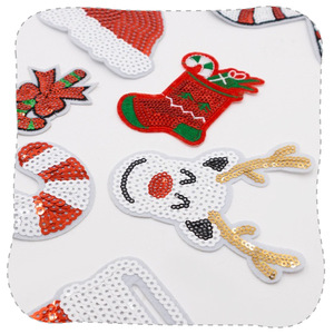 Ensemble de Noël personnalisé, broderie à paillettes, patchs à repasser, appliques thermocollantes pour vêtements, sac à dos, décoration - Product Image 3