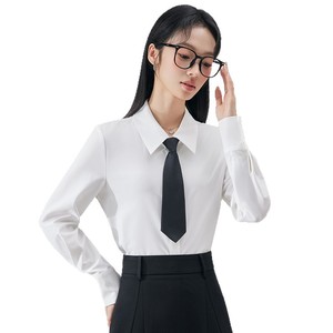 Women's Professional Shirt Long Sleeve Solid Color Slim Fit Work Commuter Blouse Polyester Poplin - Product Image 5