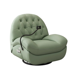 Poltrona Moderna Nordica Girevole a 360 Gradi, Sedia Relax con Braccioli, Divano Reclinabile in Tessuto o Pelle - Product Image 3