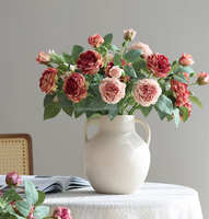 Fleurs de rose artificielles en soie à 3 têtes, bouquets décoratifs élégants, fleurs de rose pour la décoration