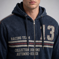 XUFEI OEM Logo personnalisé Fabricant de haute qualité Streetwear vintage Impression délavée à l'acide Fermeture éclair 100% coton Sweat à capuche zippé pour homme