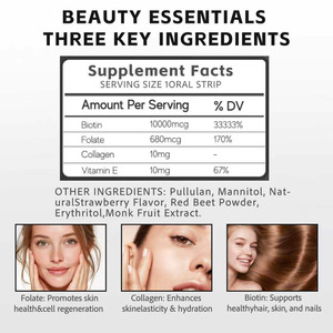 Tiras de Vitaminas Orales Disolubles con Colágeno, Folato y Biotina que Promueven la Salud de la Piel y la Regeneración Celular, Mejoran la Elasticidad de la Piel - Product Image 6