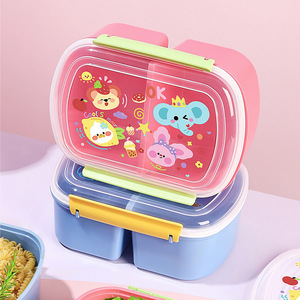 Fun Playful Student Lunchbox Water Bottle <b>Set</b> Portable Microwave Safe Airtight Cartoon Style For Picnics Fruits Snacks - Product Image 4