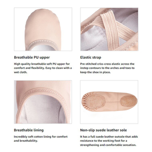 Chaussures <span class=keywords><strong>de</strong></span> ballet en cuir PU souple pour filles, sans lacets, chaussures <span class=keywords><strong>de</strong></span> <span class=keywords><strong>danse</strong></span> pour enfants, garçons, chaussures d'entraînement pour la scène, commande en gros - Product Image 2