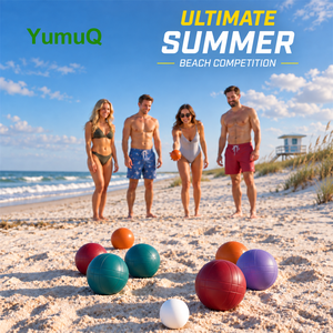 Ensemble de bocce familial YumuQ en gros, <span class=keywords><strong>jeu</strong></span> de pelouse extérieur, 8 boules en résine, avec sac de transport portable - Product Image 3